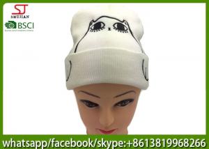 Buy cheap Chinese manufactuer cat hawk embroidered winter knitting patterns for hat  cap 50g 20*22cm 100%Acrylic keep warm product
