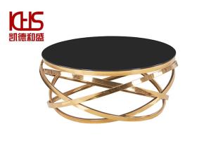 China Strong Hardness Black Golden MDF Coffee Tables Slate MDF Round Side Table on sale