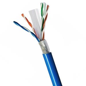 China 1Gbps FTP CAT6 Cable Blue 1000FT 23AWG Solid Bare Copper Network Cable on sale