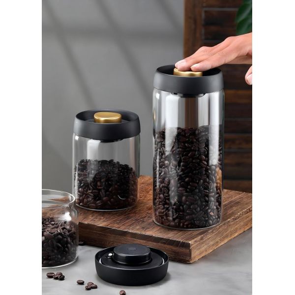 Modern Design Food Grade Glass Storage Jar Moisture Proof For Coffee Beans Powder Tea