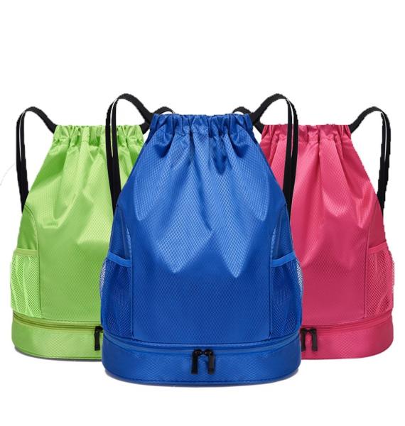 Quality 34x42cm Foldable Drawstring Backpack Polyester RPET Material for sale