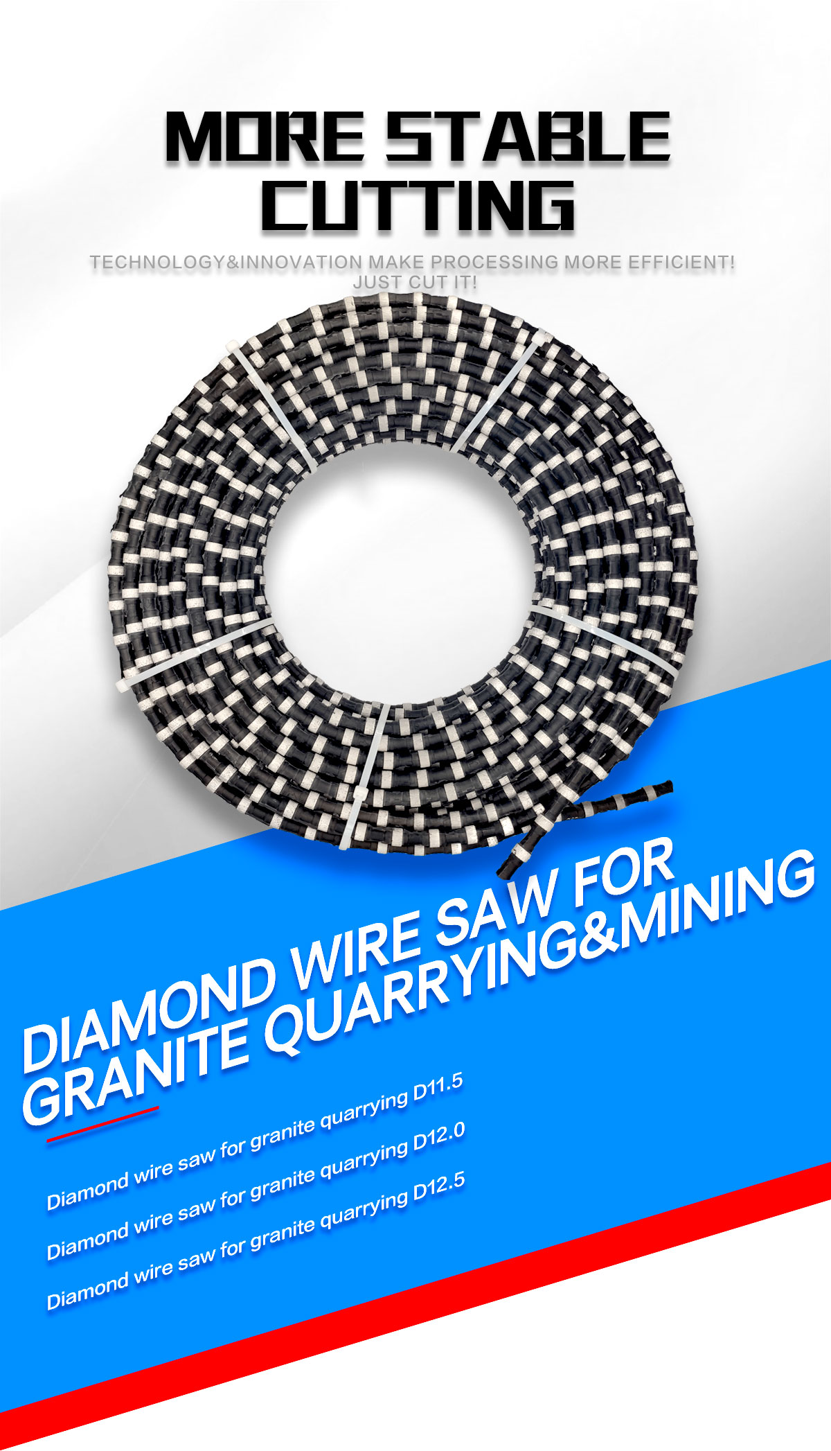 Customized Diamond Cutting Wire Saw for Granite and Marble 5000m/week Output Capacity