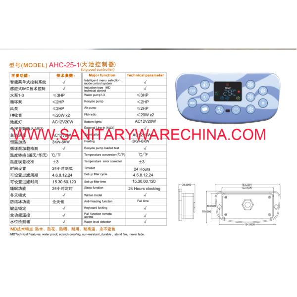 Bath controller box + controller display panel ,SPA contoller AHC-25-1