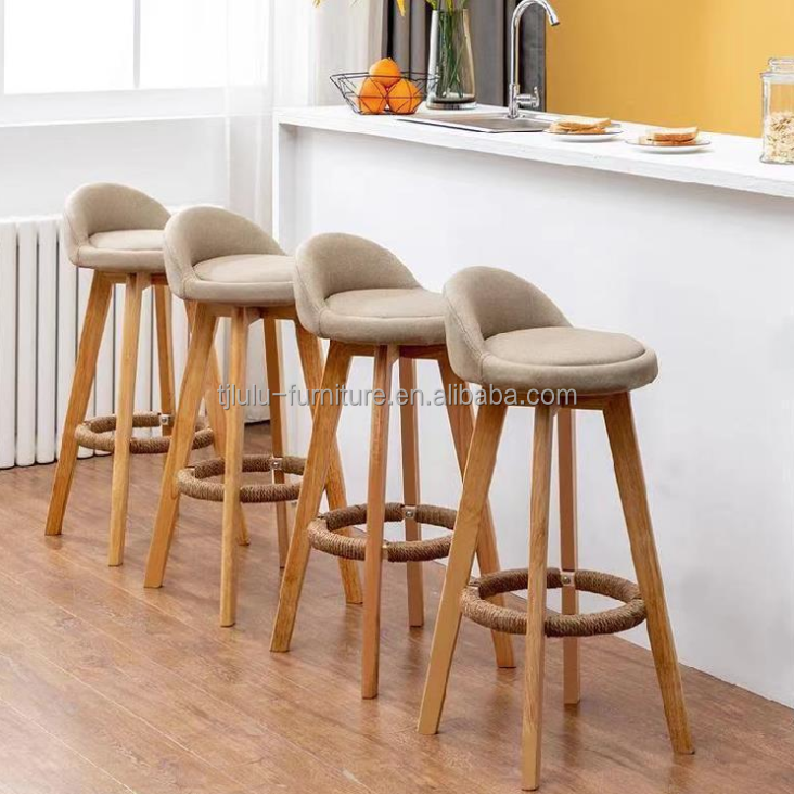 Fabric Upholstery Back High Bar Chair Stools for Kitchen and Bar Customized Practical Economy