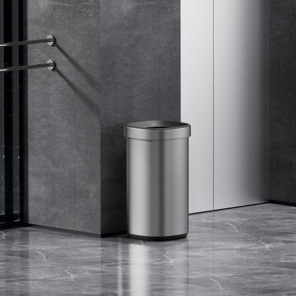 40L Anti Fingerprint Brushed Stainless Steel Garbage Can Sustainable Household