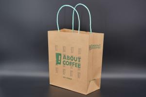 Buy cheap Juice Takeaway Eco Paper Bags Wood Pulp Kraft Flexo Printing product