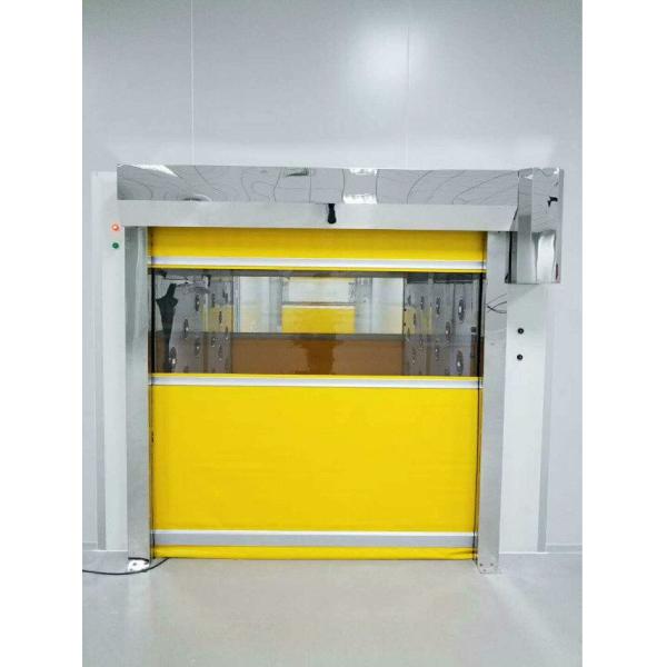 Automatic Cargo Air Shower Tunnel With Red PVC Rolling Up Fast Shutter Door