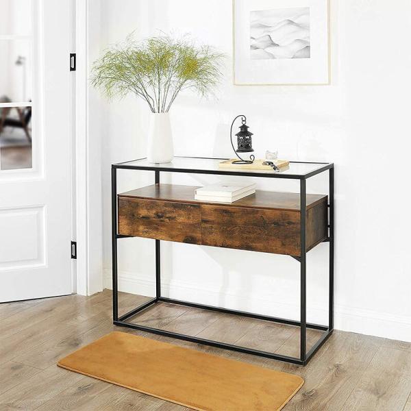 Quality Glass Console Table with Drawer, Glass Top Sofa Table, Sofa Table with Drawer, ULNT11BX for sale