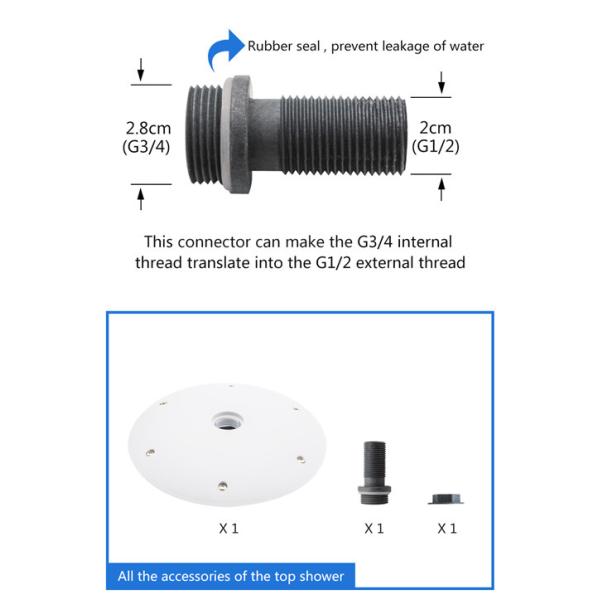 Water Saving Overhead Rainfall Shower Head With ABS / Silicon Rubber Material