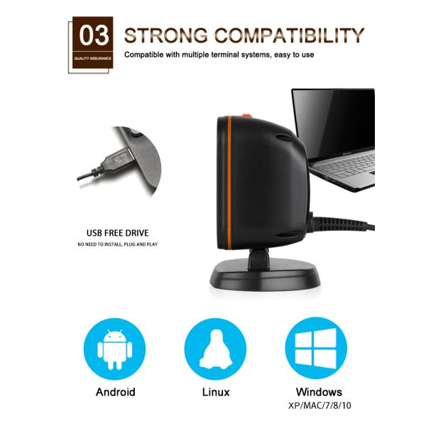 China Manufacturer Auto Scanning PS80H 2d Qr Code Reader Barcode Scanner Desktop Supermarket