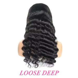 Loose Deep Wave Transparent 5x5 Full Lace Front Frontal Wig Glueless  Pre Pluck Raw Lace Human remy Hair Wigs