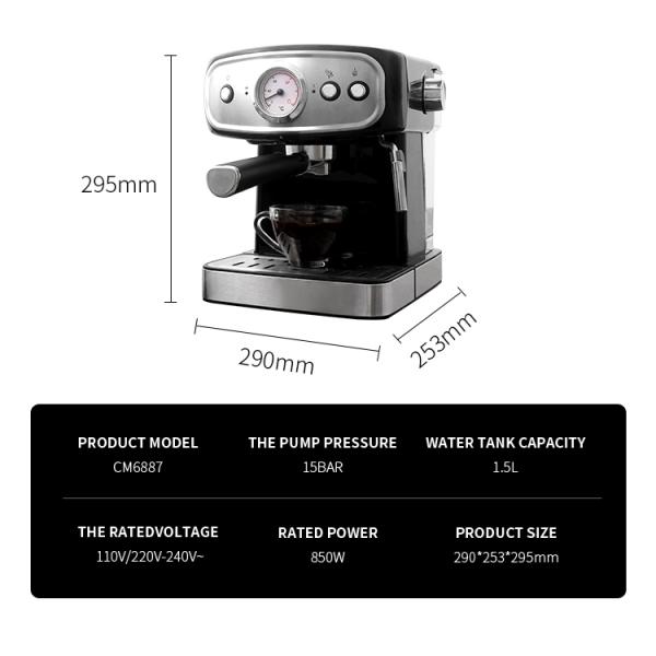 15 Bar Pump 850W Multifunction Coffee Machine Espresso Handheld Electric Coffee Grinder