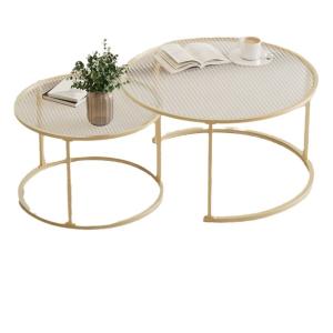 China Nordic Style Glass Coffee Table Combo Glass Round Tea Table on sale