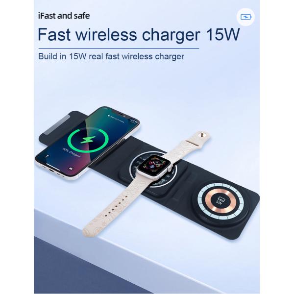 White Round Qi Wireless Charging Pad 15w 107g Foldable Mobile
