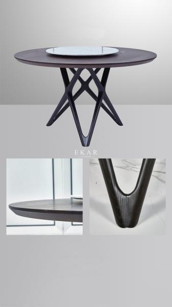 Quality Italian Modern Round Dining Table With Marble Rotating Centre for sale