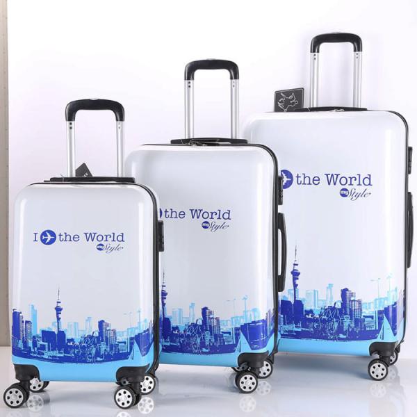 Quality 4 Spinner Wheels 210D Polyester Print Luggage Sets for sale