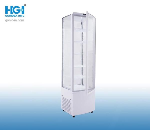 Quality 288L Vertical Display Curved Glass Showcase Temperature Control for sale
