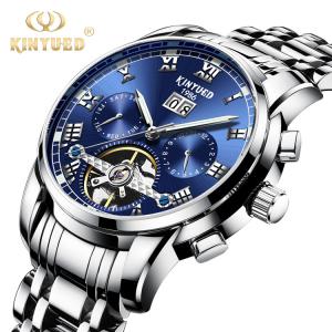 China Wind Up Waterproof Mechanical Watch Elegant Appearance  Blue Dial on sale