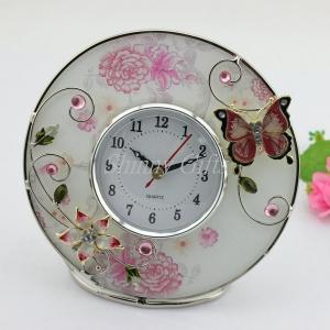 China Shinny Gifts Home Decorative Round Shape Desk Clock on sale