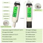 PH TDS EC TEMP Tester Pen Water Quality Tester With Backlit Display