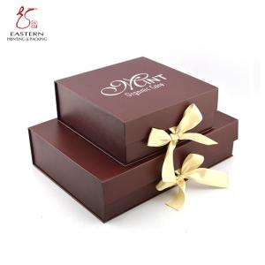 China Panton Colors Square Cardboard Gift Boxes With Silk Ribbon on sale