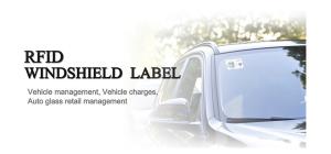 PVC PET UHF RFID Windshield Tag Sticker With Number Printing For Vehicle Management