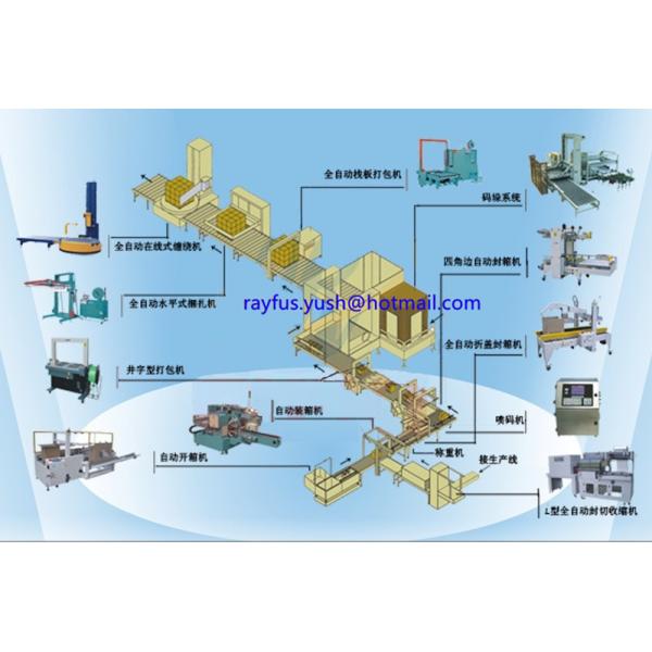 Automatic Packaging Line For Carton Box Erecting Filling Sealing Strapping Stacking