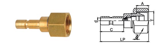 Korean Type Pneumatic Quick Release Coupling , LSQ-DD Nickle Plated Pneumatic Connectors