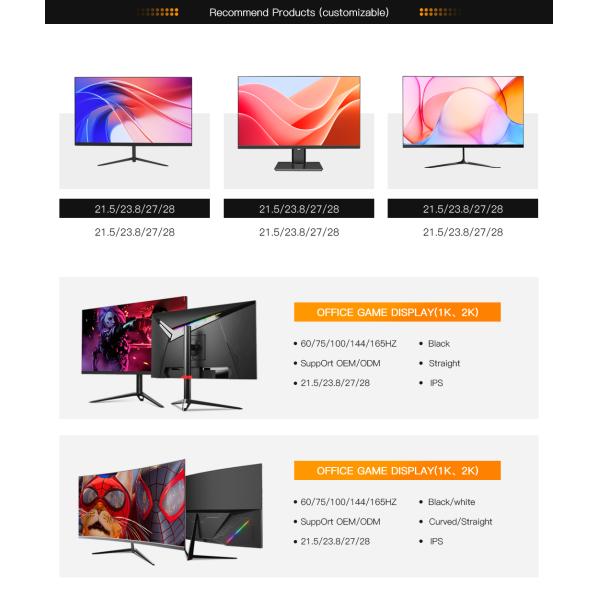 27 Inch LED Curved PC Gaming Monitor 1K 2K 144Hz 165Hz 180Hz 200Hz With Dual Speakers
