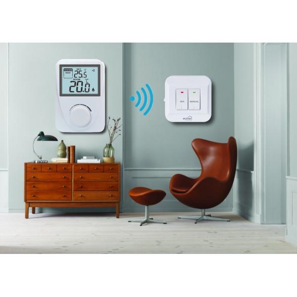 Non - programmable White Color Wireless RF Room Thermostat For Heating Control