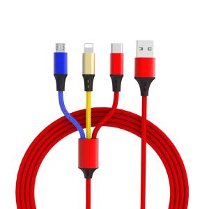Buy cheap Multi Colored 3 In 1 USB Charging Cable Nylon Braided For Micro Type C Phones product