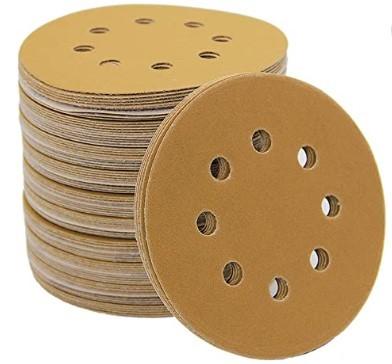 Quality 220 Grit 5 In Sanding Discs 8 Hole Yellow Aluminum Oxide Sanding Discs for sale