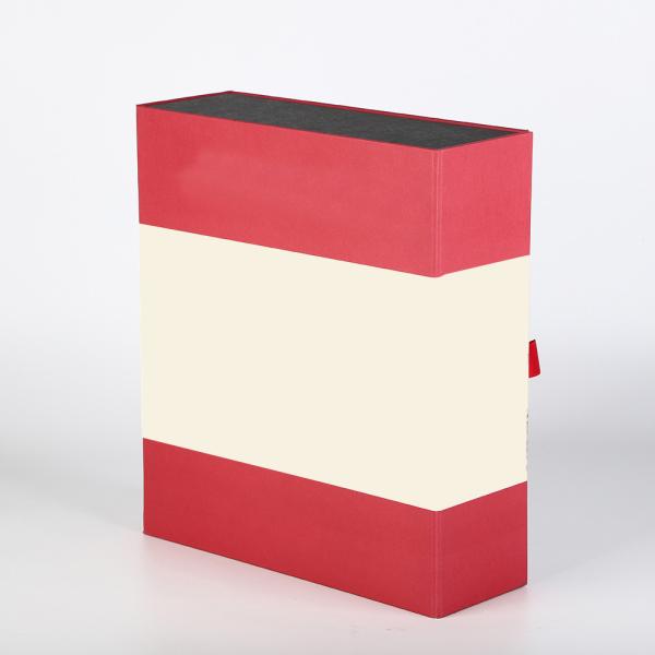 High End Rigid Wine Bottle Packging Box With Cushion Protection Inside And Ribbon Straps