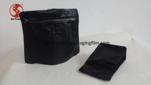 Black Stand Up Coffee Tea Pouches , Flat Bottom with Ziplock and Vent Valve
