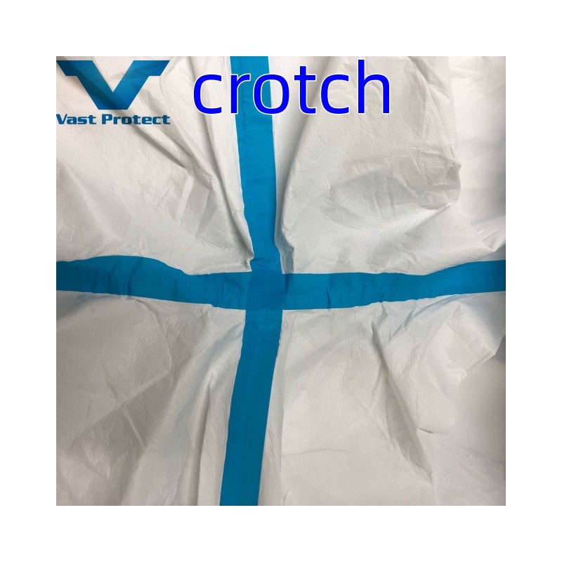 Breathable Disposable White Blue Strip Micro Film Suit Without Boots-Cover