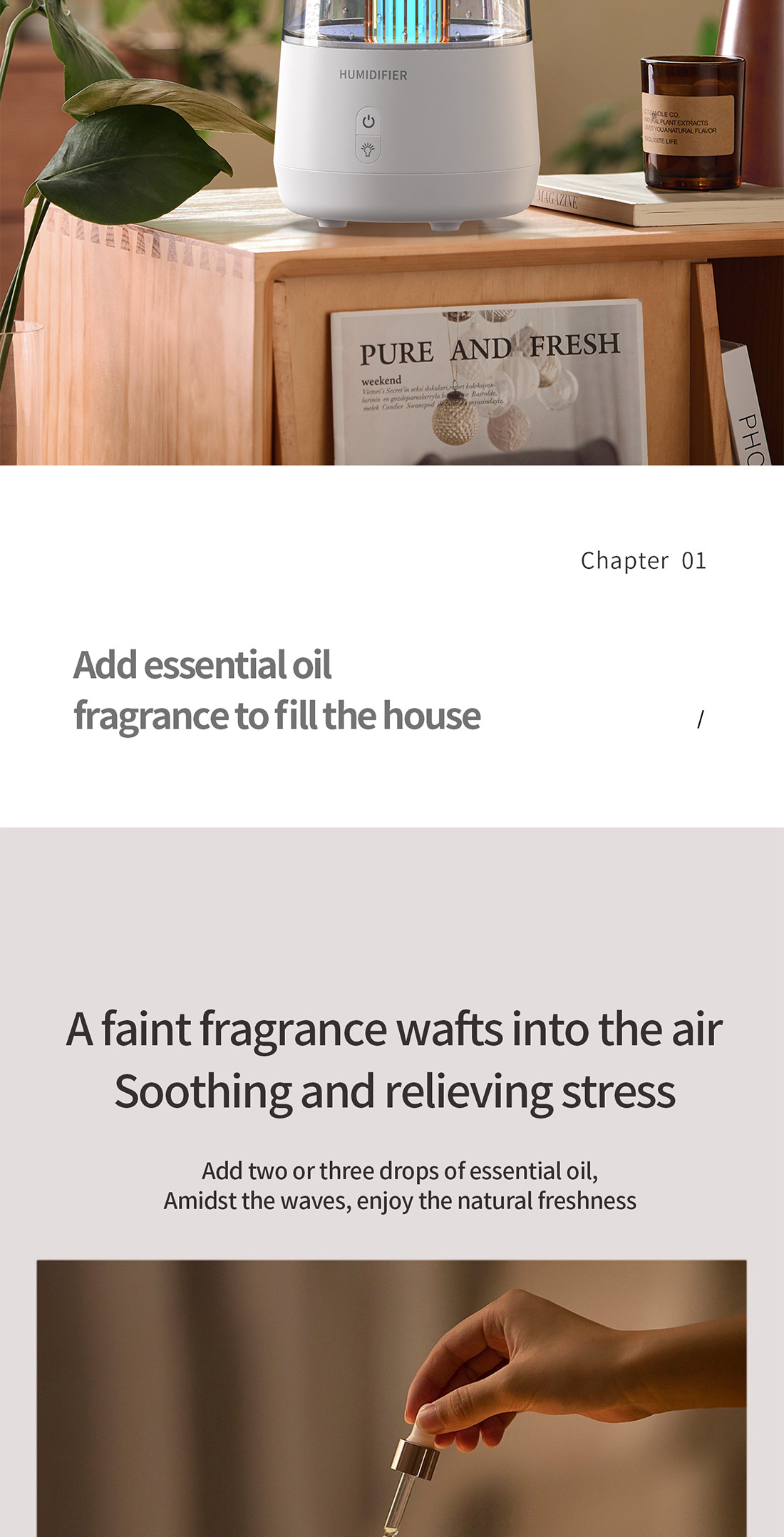 Simulation Raindrop Aromatherapy Humidifier 320ml Capacity DC 5V For Home