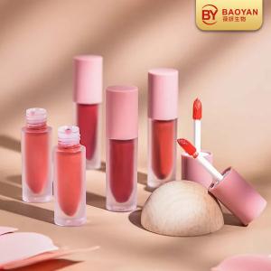 China Pigmented Matte Pink Lip Gloss Tube With Custom Logo on sale