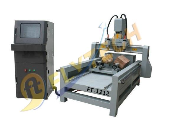 Quality 4 Axis woodworking CNC Router machine with DSP system with double rotary axis for sale