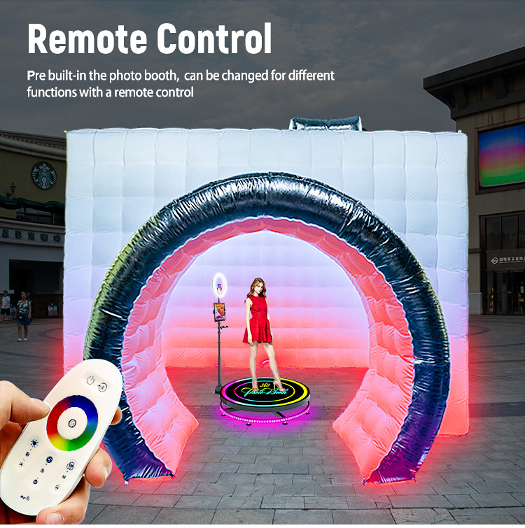 White Inflatable Photo Booth With Camera Customized Internal RGB Light