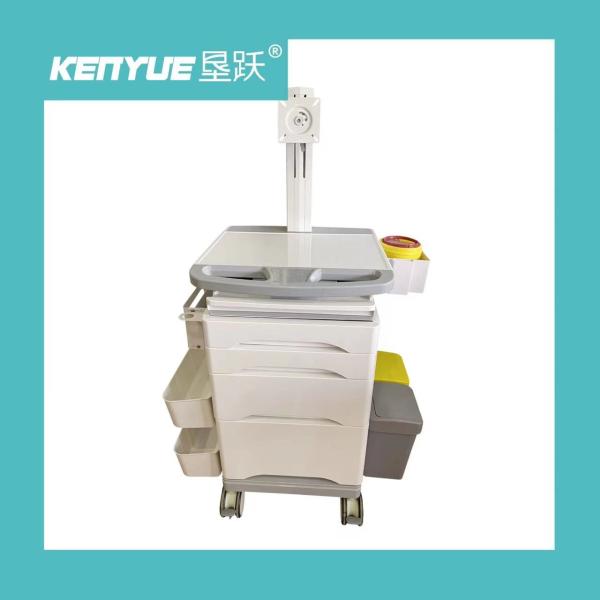 Quality White Medical Mobile Information Nursing Cart With Brake Caster for sale