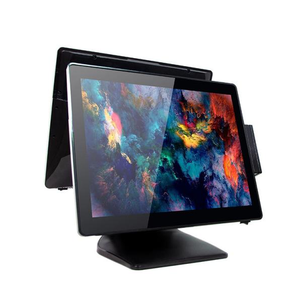 Quality Dual 15 Inch Touch Screen Windows Pos Terminal Hide Line  Design Stable Stand for sale
