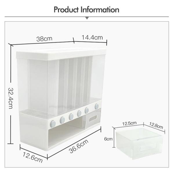 6 Grids Plastic Cereal Storage Box for Kitchen Food