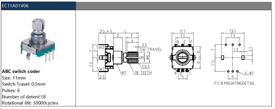 Wholesale Ec11 Ec12 Ec16 Incremental Rotary Encoder with Switch 360-Degree Rotating Knob