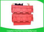 Nestable heavy duty plastic storage containers with attached lids stackable