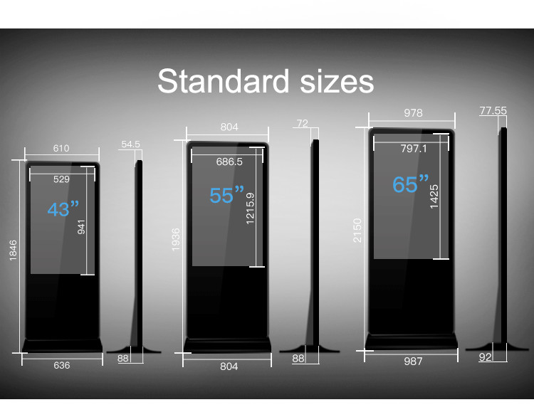 Touch Screen Interactive Digital Signage LCD Display With Ultra Thin Body