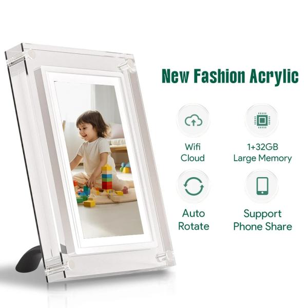 Touch Screen 10.1 Inch Acrylic Video Digital Photo NFT Frame With Wifi 32GB