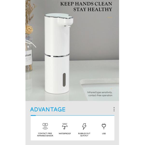 300ML Infrared Sensor Automatic Soap Dispenser ABS 800mAh White