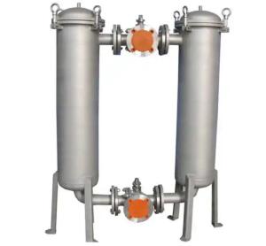 China Stainless Steel Bag Filter 5 Micron 50 Micron Double Cylinder Beverage Juice Milk on sale