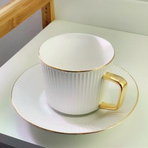 Buy cheap European Style Striped Ceramic Coffee Cup Afternoon Tea Set With Spoon And Saucer ceramic coffee tea cups saucers set product
