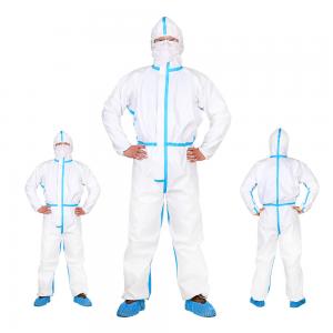 Buy cheap Elastic Wrist Microporous Type 4 Disposable Coveralls Medical White Protective Coveralls product